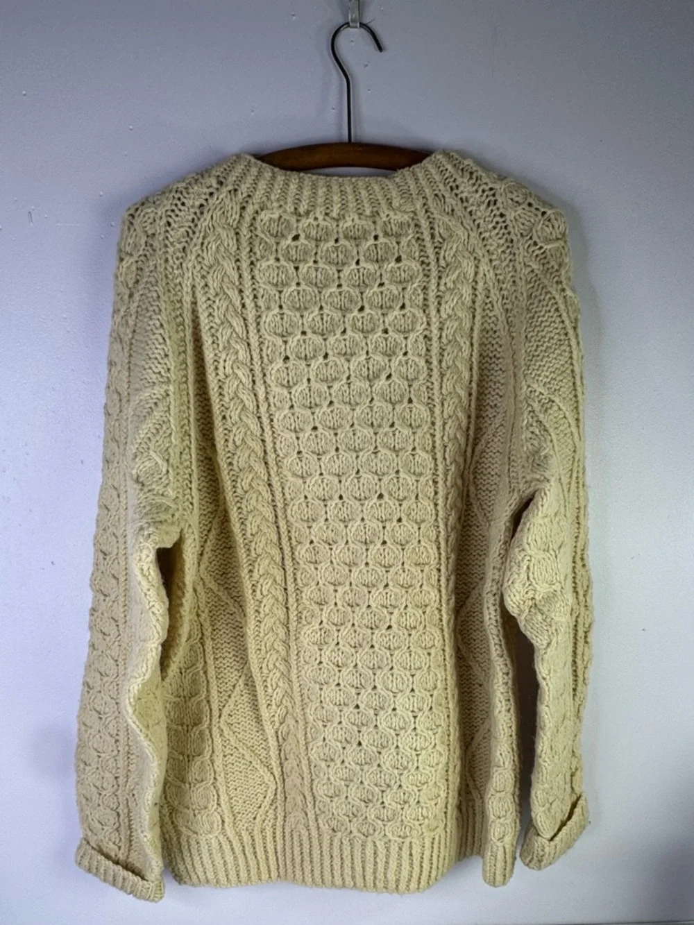 Vintage Loch Garman Ireland 100% New Wool Fisherknit Fisherman's Sweater